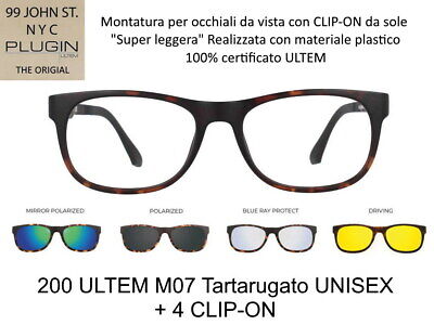 Montatura per occhiali da vista e sole con 4 CLIPON Original “99 John St NYC” Genere DONNA Ultem 241 Colore M07 TARTARUGATO 