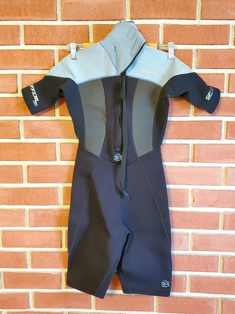 BILLABONG Youth 202 FOIL Short Sleeve Black Wetsuit Size 2 (us) Boys Girls EUC