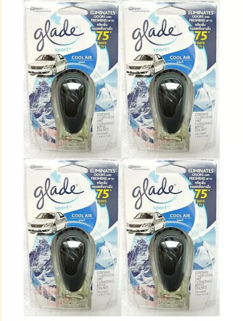 4 x Glade Sport COOL AIR Perfume Scent Car Vent Clip Air Freshener by SC Johnson