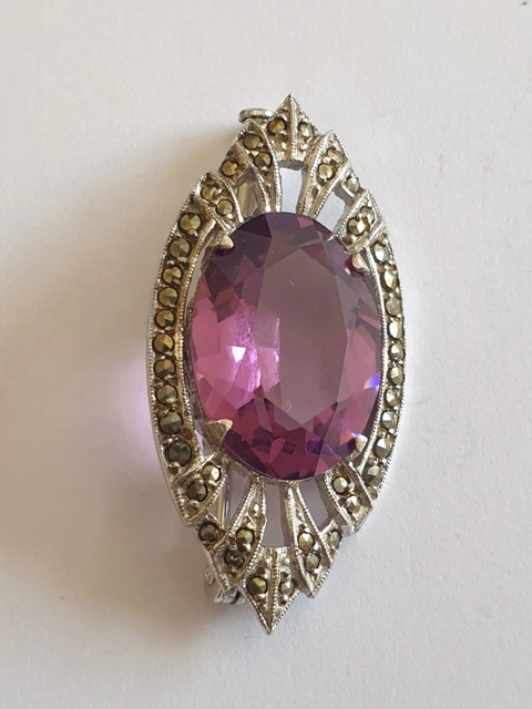 Bijoux Ancienne Broche en Argent avec Pierre (9-39/3) | UK
