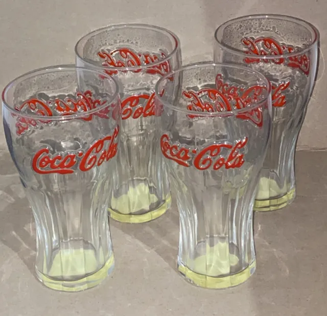 4 X Coca Cola  Glasses Red Embossed Logo 0.3L Bar Kitchen Retro
