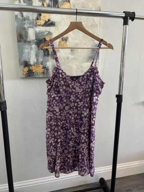 Wild Fable Purple Floral Spaghetti Strap Sun Dress Womens Size Large