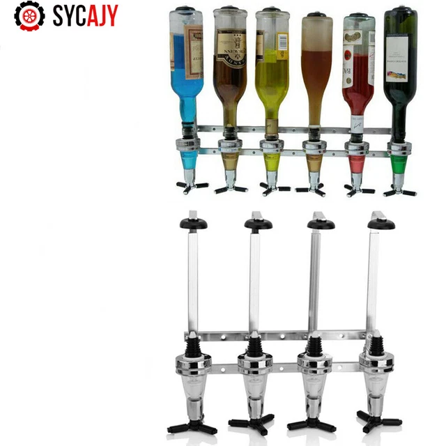 4/6 Bottle Wall Mounted Bar Beverage Liquor Dispenser Rack Holder Alcohol Drink