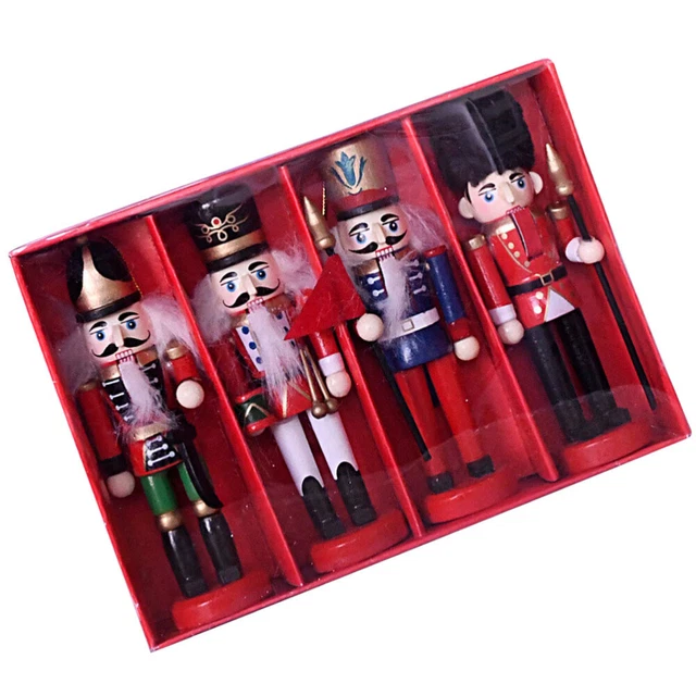 4 pz Artigianato Legno Schiaccianoci Ornamento Natale Burattino Arredamento Appeso Schiaccianoci Orna