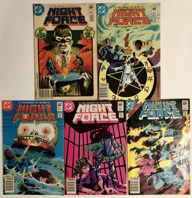 Night Force #1 2 3 4 14 Copper Age Dc Comics Lot Of (5) 1982 Gd-Vg
