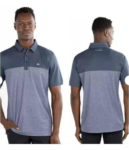 Travis Mathew The Rudds 2.0 Golf Polo Navy Blue Nights Heather | Men's LARGE