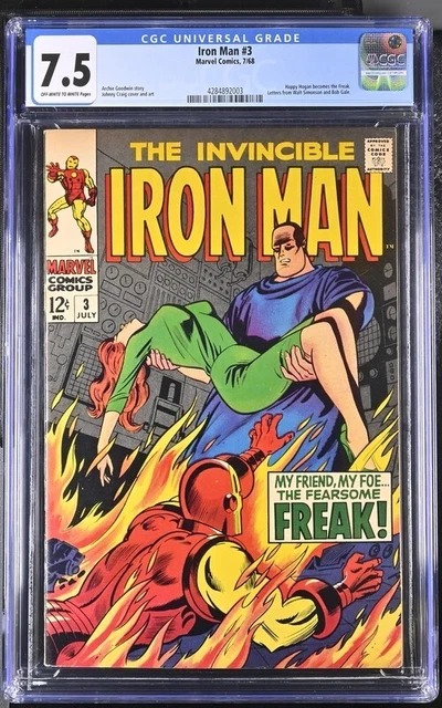 Marvel The Invincible Iron Man #3 11/68 Cgc 7.5 Very Fine- Rare Silver 🔥 Hogan