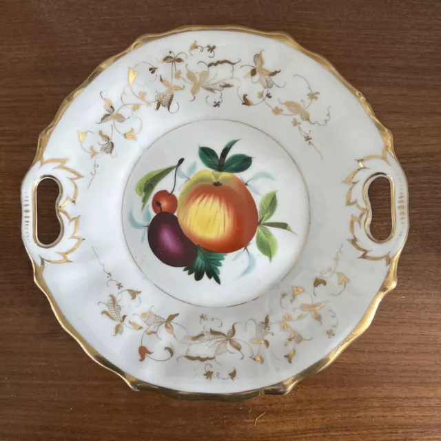 Antique German Porcelain Plate KPM Germany Fruit Plate Kpm Plate Gold Handles