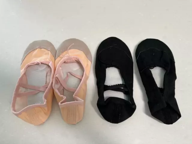 2 Pairs of Brand New Women Canvas Ballet Shoes Pink and Black Size 36