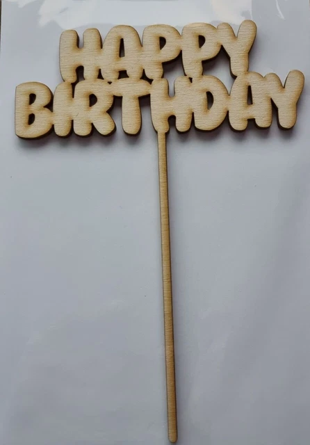 thumbnail interactive-video image 1 of Wooden Happy Birthday Cake Topper - A Cake Creation 1 of 13