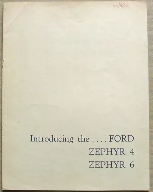 FORD ZEPHYR 4 & ZEPHYR 6 Introduction Car Press Publicity Brochure For 1962