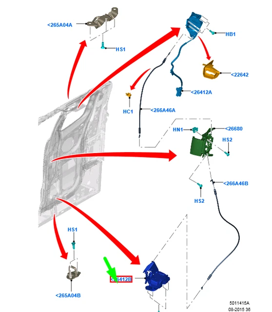 FORD RANGER T6 MK1 Rear Door Lower Lock Assy AB39-2126412-AA 1721631 ...