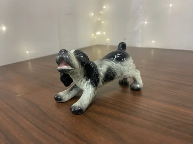 Super Nice Shape Vintage Goebel Springer Cocker Spaniel Dog Puppy Figurine B&W