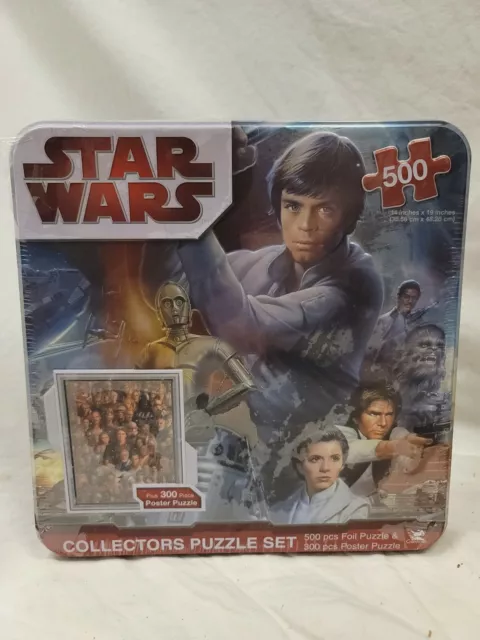 Star Wars Collectors Tin Puzzle Set 500 pc. Foil + BONUS 300 pc. Poster 2010 NEW