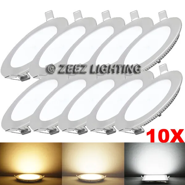 10X 6W 4" Round Cool White LED Recessed Ceiling Panel Lights Bulb Lamp Fixture