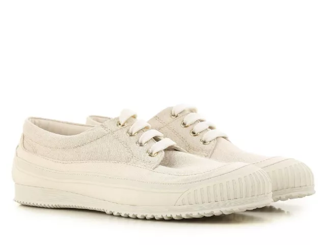 Hogan women's fashion low top sneakers shoes in beige fabric Size US 10 - EU 40