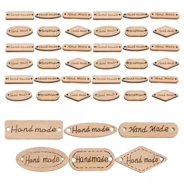 50pcs Oval Wooden Handmade Tags with Two Holes for Sewing and Scrapbooking-DC