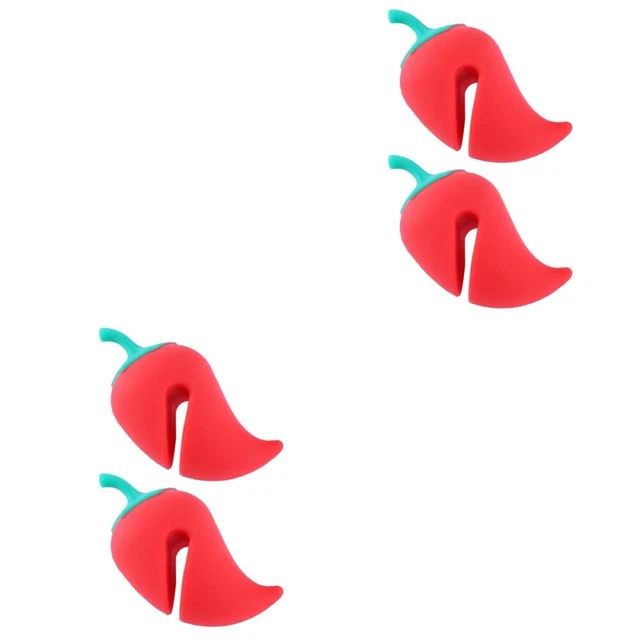 4 piezas liberadores de vapor en forma de pimienta de silicona a prueba de derrames (rojo)