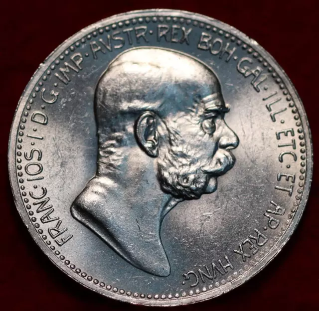 Uncirculated 1908 Austria 1 Corona Silver Foreign Coin