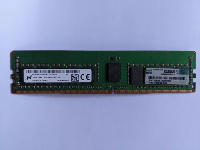 Mémoire serveur 32 Go  (2 x 16 go) DDR4 2400T-RC1 ECC RDIMM HPE 809082-091