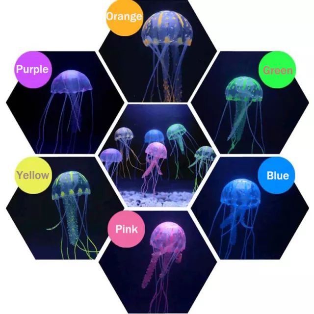 6PC Jellyfish Aquarium Decor Artificial Glowing Effect Fish Tank Ornament DIY 2