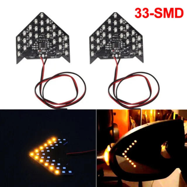 2x Amber 33-SMD Sequential LED Arrows for Car Side Mirror Turn Signal Lights NEW