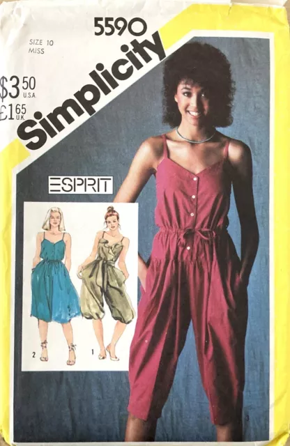 Simplicity 5590 Women’s Vintage Esprit Jumpsuit & Dress Pattern Size 10 Uncut