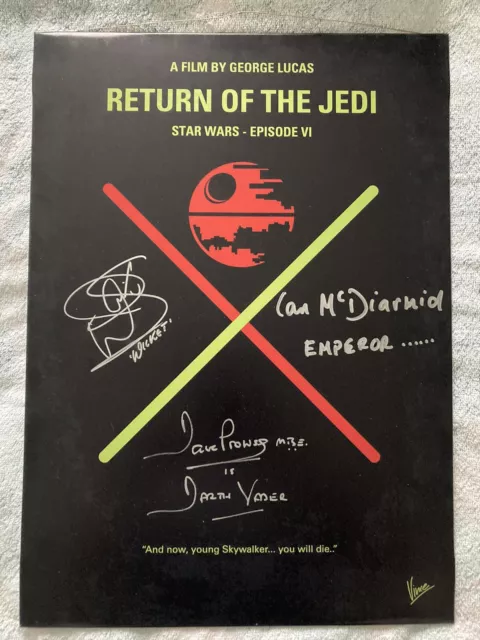 Star Wars Return Of The Jedi A3 Metal Displate Poster Signed Darth Vader Emperor