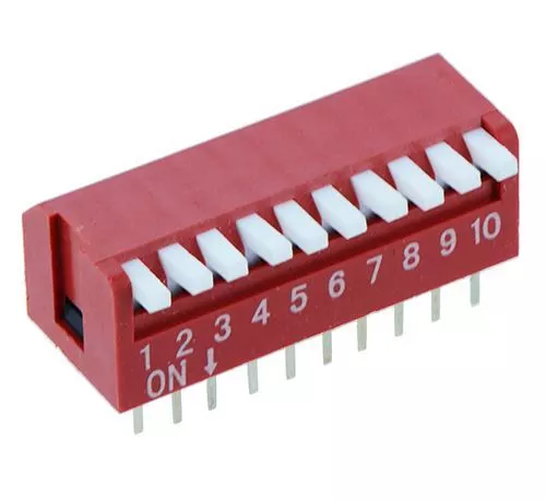 5x 10-Way Piano DIP DIL Red PCB Switch