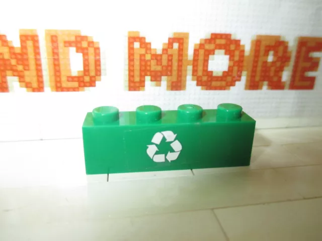Lego - 1x Brick 1x4 Green Recycling Arrows Pattern 60118 3010pb192