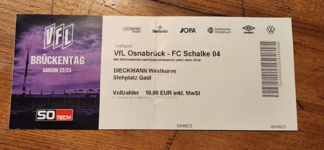 Ticket /Sammlerticket  VfL Osnabrück : FC Schalke 04 Saison 2022/23  Testspiel