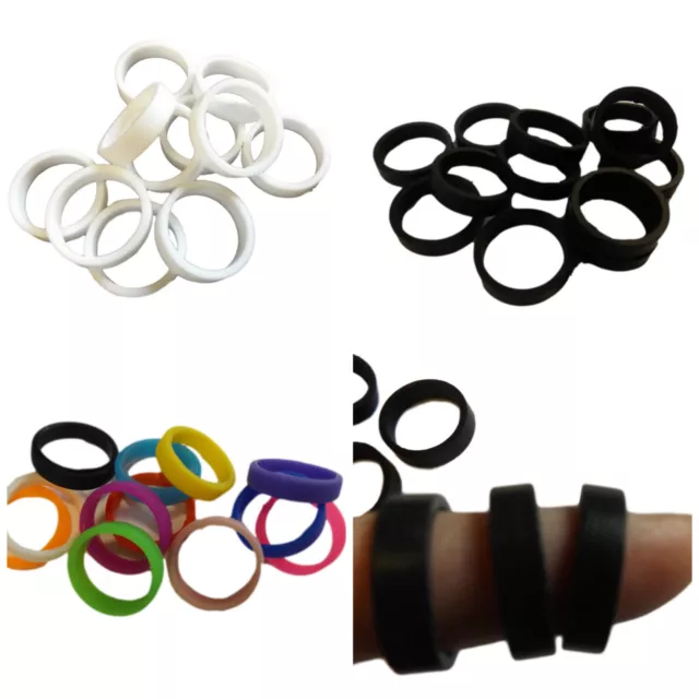 12x COLOURFUL BLACK or WHITE UNISEX FASHION RUBBER SILICONE FINGER BAND RINGS UK