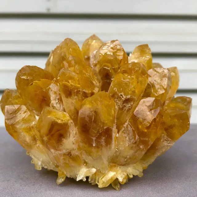 1.54lb  New Find yellow Phantom Quartz Crystal Cluster Mineral Specimen Healing