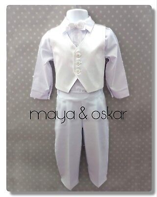 Baby Boys White Christening Baptism Wedding Smart Suit Outfit Set 0 3 6 9 12 18M