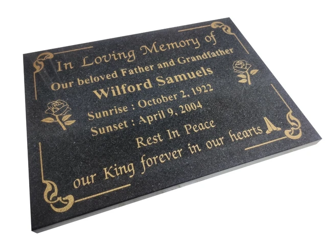 Large Headstone Black Granite Memorial Grave Marker Engraved Plaque Any Wording