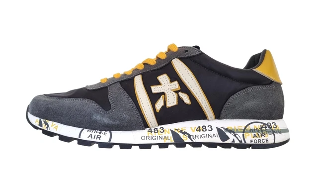 PREMIATA Chaussures Baskets Homme en Daim et Toile Eric _ 4944 Noir