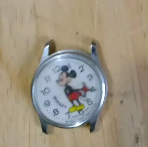 Vintage Disney Mickey Mouse Bradley Watch Red Hands, Swiss Made for Restoration