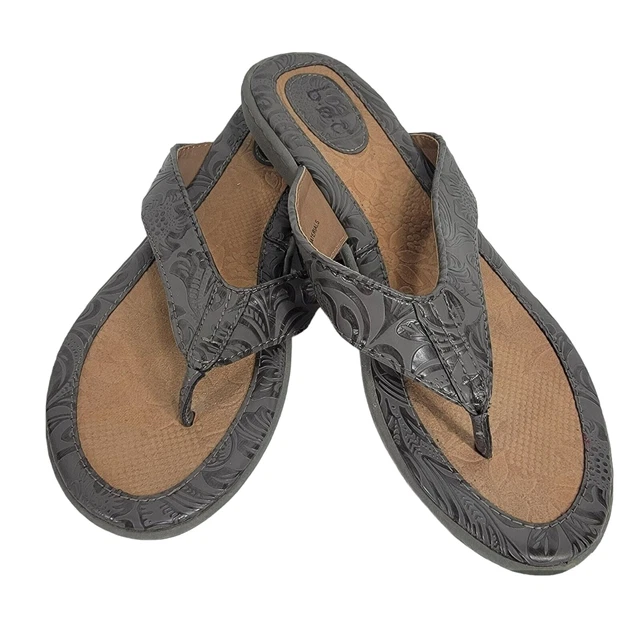BOC Born Womens Size 9 Gray Thong Flip Flop Slide Sandal