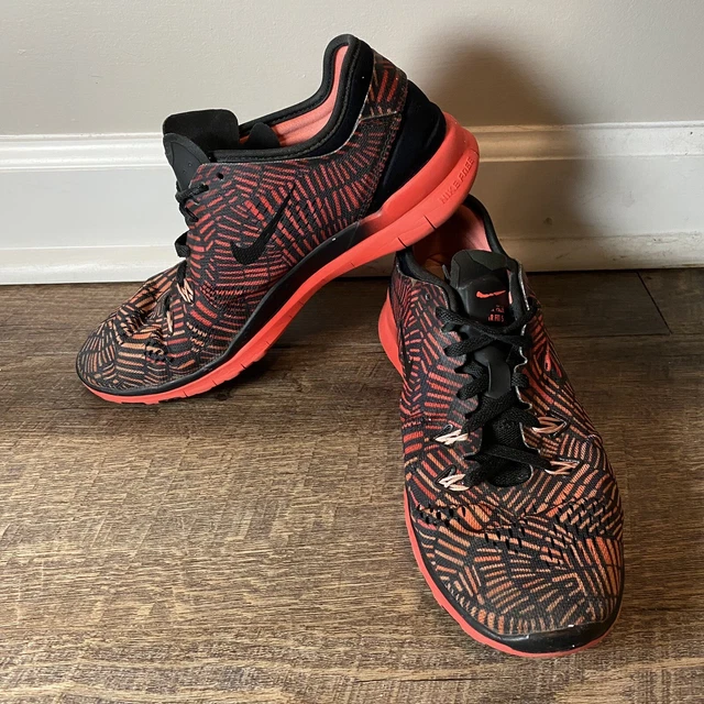 Nike Free 5.0 TR FIT 5 Athletic Running Shoes Black Crimson Red Womans Size 7.5