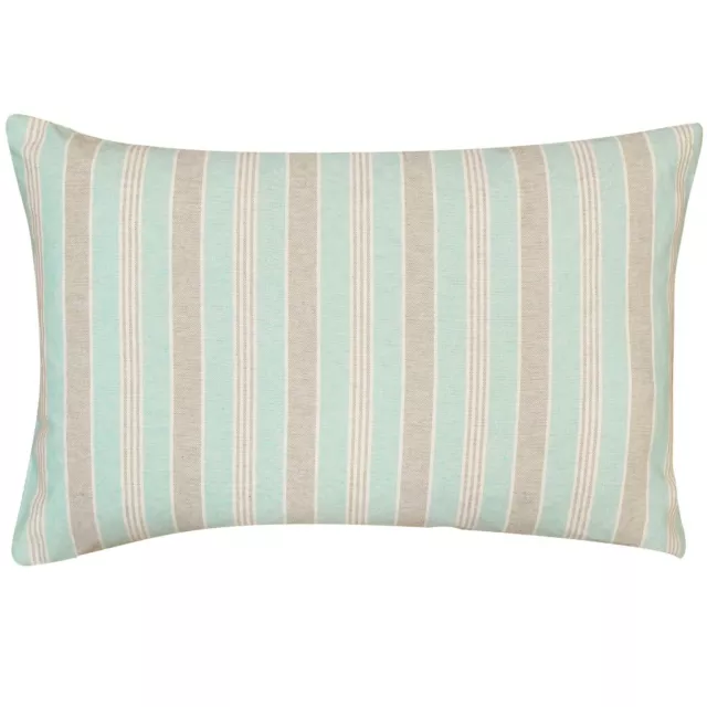 Marina Nautical Stripe XL Rectangular Cushion. Aqua Blue Preppy Design. 23x15"