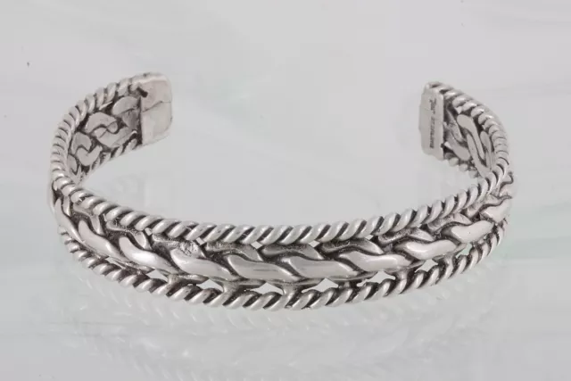 Sterling Silver Roped Design Cuff Bracelet 925 Fine 0730B