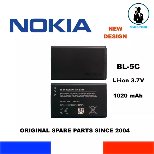 BATTERIA ORIGINALE NOKIA OEM BL5C BL-5C NEW DESIGN 1020mAh 3,8Wh 3,7V GENUINE