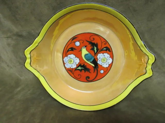 Vintage 1920's Meito china Made Japan Hand Painted Bird Flower Gold Lustre Dish