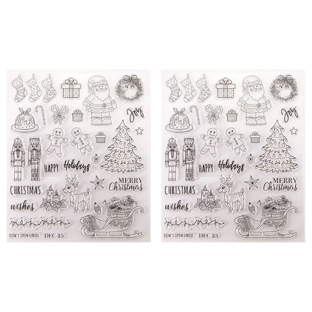 2 Pcs Weihnachtsstempel DIY Sammelalbum Stempel Santa-Stempel Perlmutt Konto