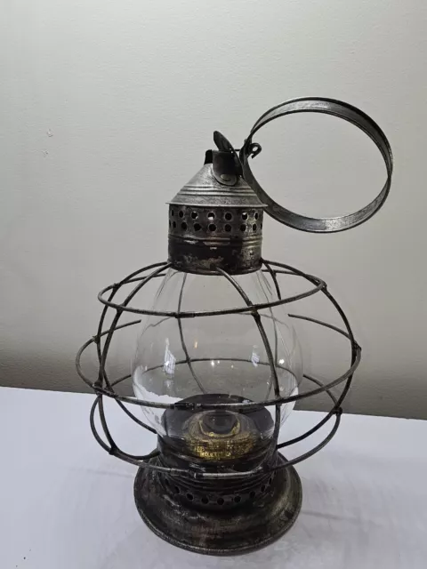 Antique Tin Whale Oil?  Lantern 19th Century  Clear Globe