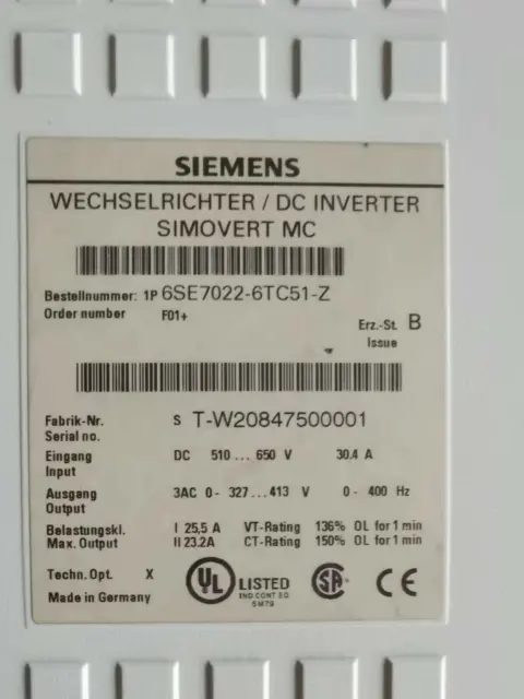 Siemens 6SE7022-6TC51-Z Inverter New One Expedited Shipping 6SE7 022-6TC51-Z  #