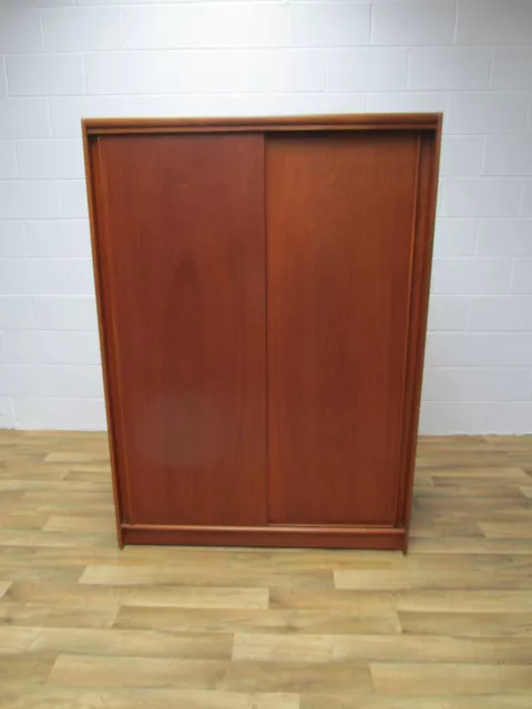 Lovely Vintage Mid Century Austin Suite Teak Double Sliding Door Wardrobe