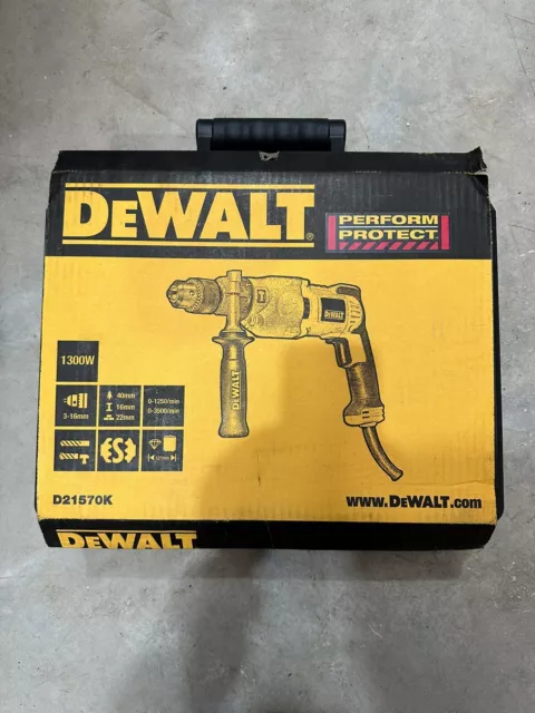 DeWalt D21570K 240V 2 Speed Dry Diamond Drill 1300W Side Handle Depth Stop Case