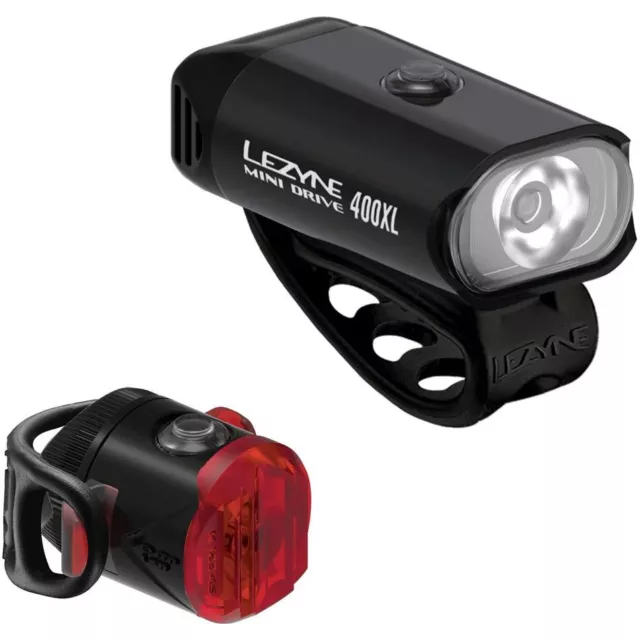 Lezyne Mini Drive 400XL / Femto USB Bike Light Set Cycling Sets - Black
