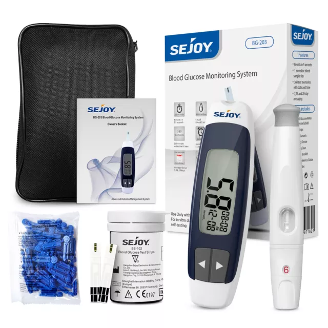 SEJOY Glucose Diabétique Moniteur kit Lecteur de glycémie 50 Bandelettes de test